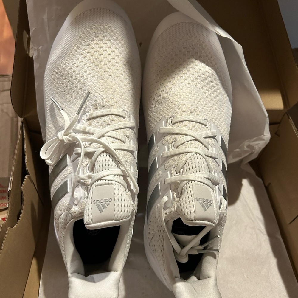 Adidas Ultra Boost Cleat in White and Gray